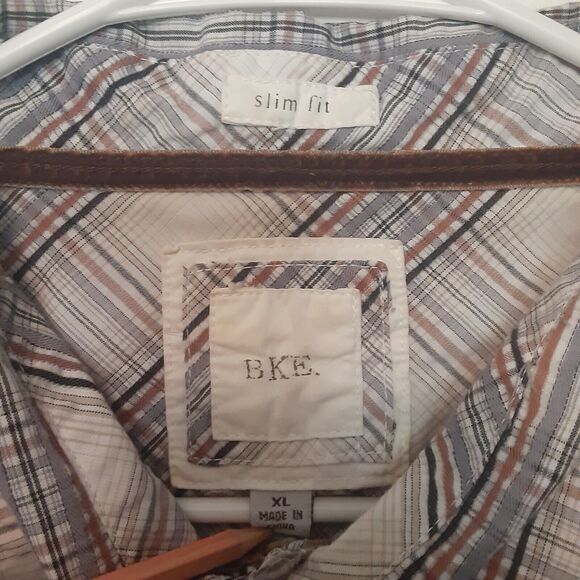 Buckle BKE Men Shirt XL Gray Plaid Slim Fit Pearl Snap Long Sleeve Western - Picture 5 of 10